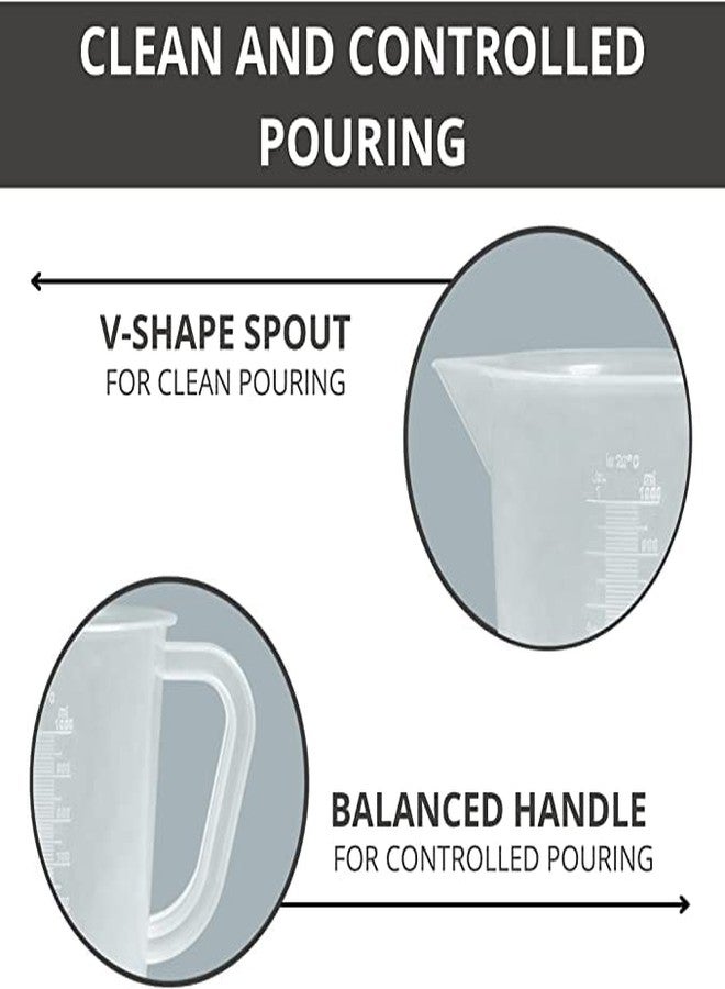 Spylx Polypropylene Measuring Jug with Handle Pour Spout Container for Kitchen Lab - Combo Pack of 500ml & 1000ml - Image 4